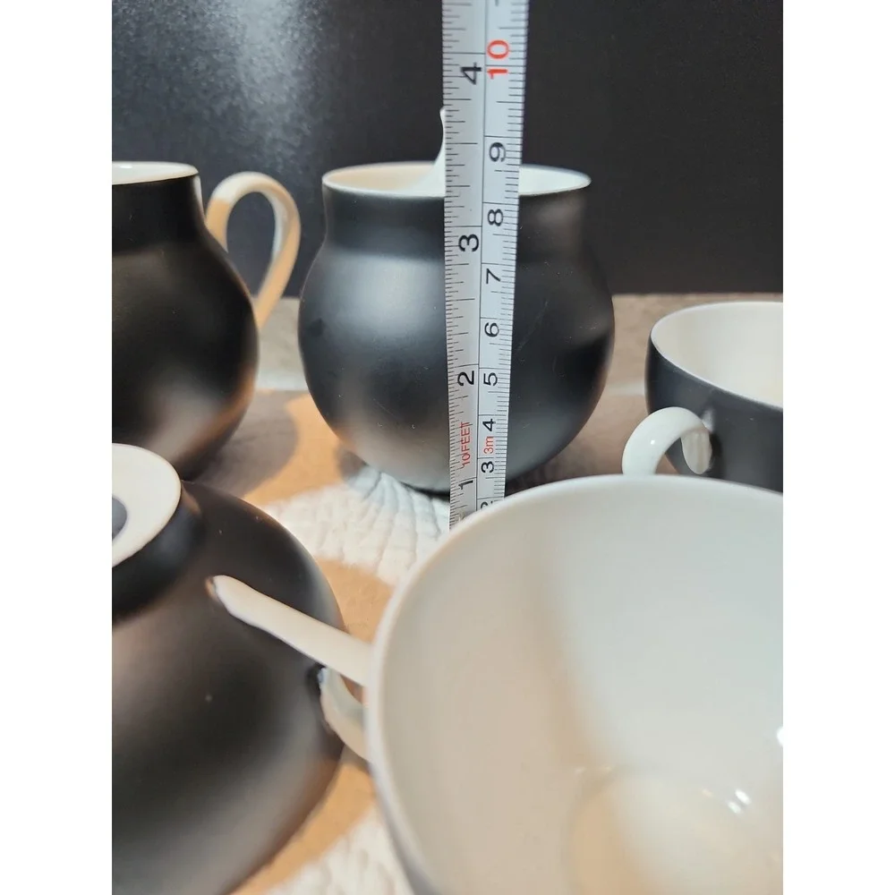 Vintage Iberia Bidasoa España Noche Tea set from Spain. 7 Pc Black & White